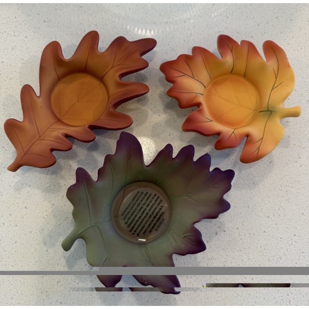 Partylite Fall Whispering Leaves Tealight Trio Candle Holder Set No Box